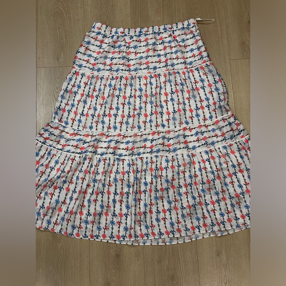 NWT Anthropologie Foxiedox White Floral Midi Skirt